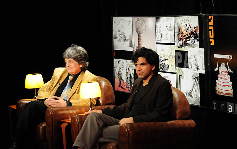 Les dessinateurs Stavro et Chappatte présentent sur Future TV le but du projet: faire paraître dans tous les journaux libanais, pendant trois jours, une page réunissant les dessinateurs de tous bords. Le pari sera réussi – Beyrouth, 18 mars 2009    Les dessinateurs Stavro et Chappatte présentent sur Future TV le but du projet: faire paraître dans tous les journaux libanais, pendant trois jours, une page réunissant les dessinateurs de tous bords. Le pari sera réussi – Beyrouth, 18 mars 2009